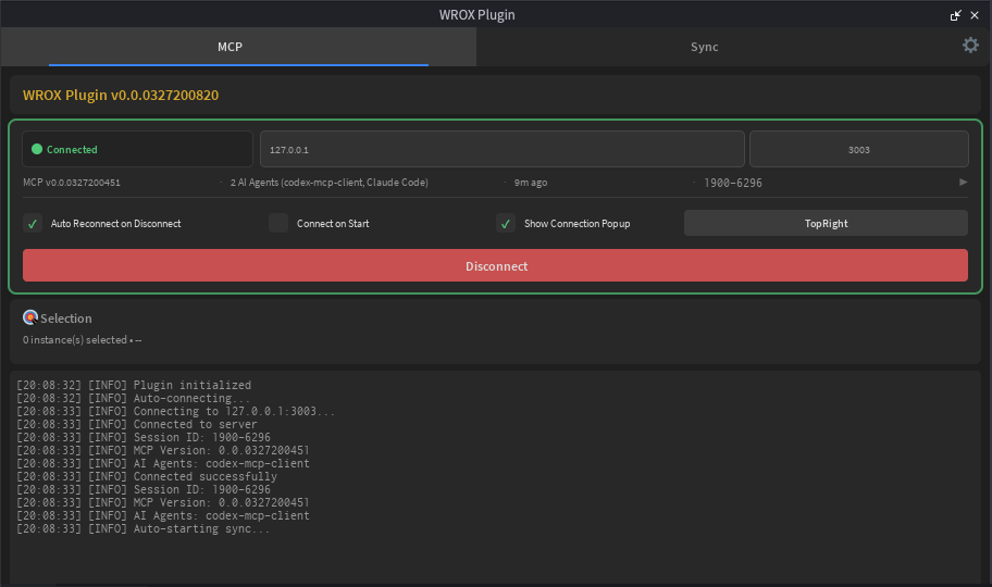 WROX plugin main screen